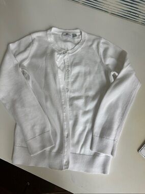 Classic White Button-Front girls Cardigan Sweater